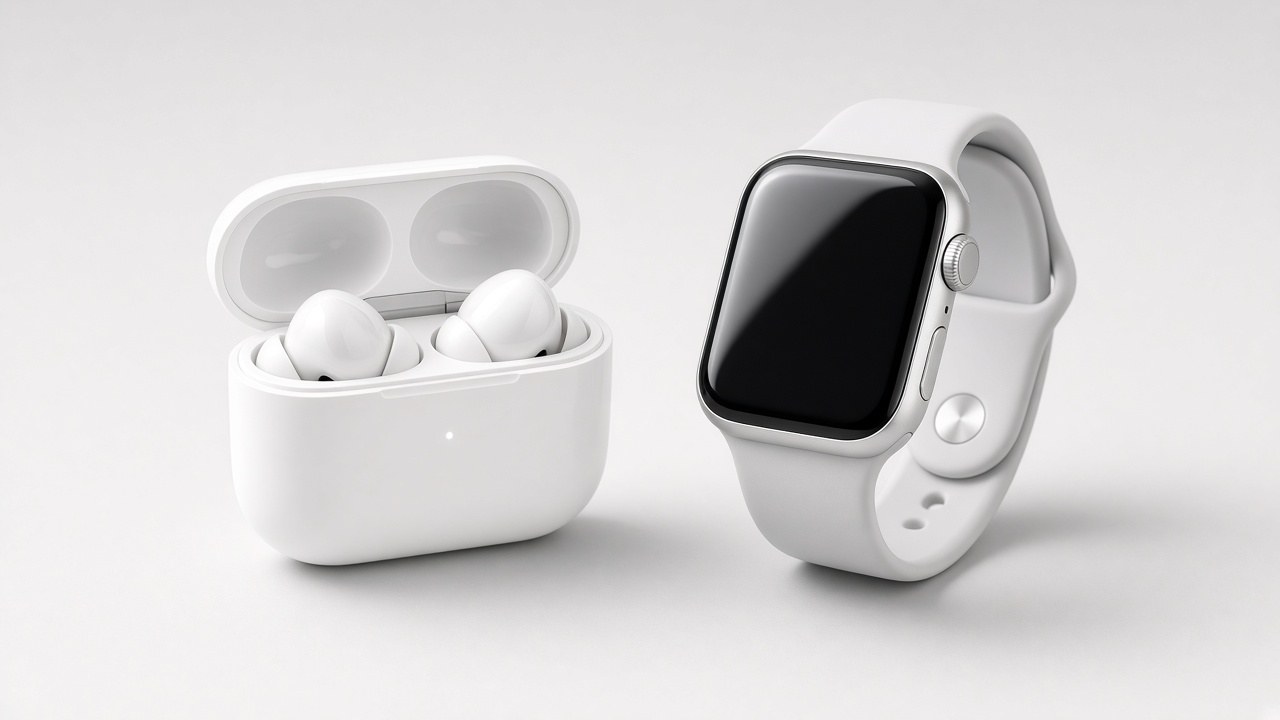 AirPods y Apple Watch sobre mesa